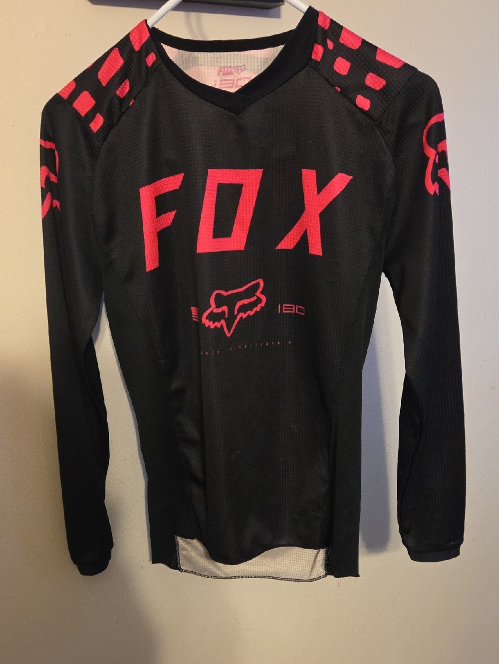 Fox Black and Hot Pink Long Sleeve Motocross Jersey